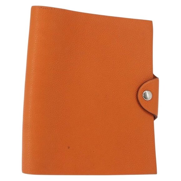 Hermes Other - HERMES Day Planner Cover Leather Orange Silver Auth 147237